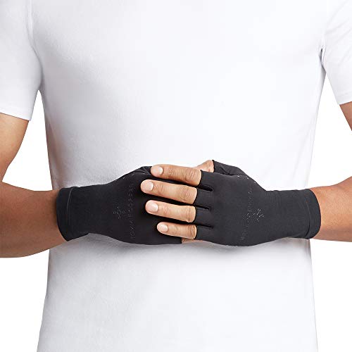 Tommie Copper Men's Core Compression Half Finger Gloves, Black, X-Large
