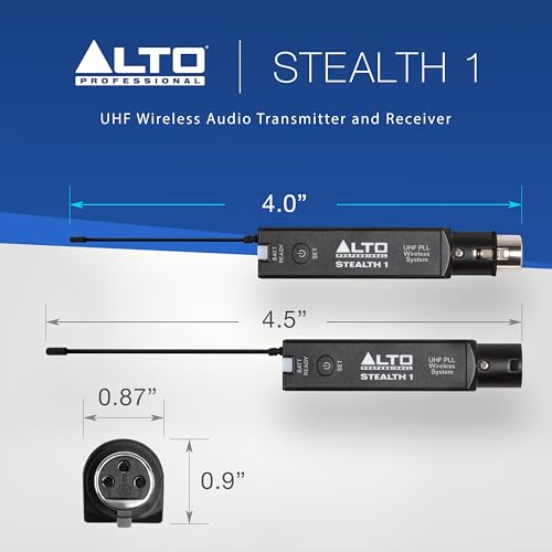 Image of Alto Professional Stealth 1 - Mono UHF XLR Wireless Audio System, Transmitter and Receiver for Powered Speakers, Mixers and Dynamic Microphones