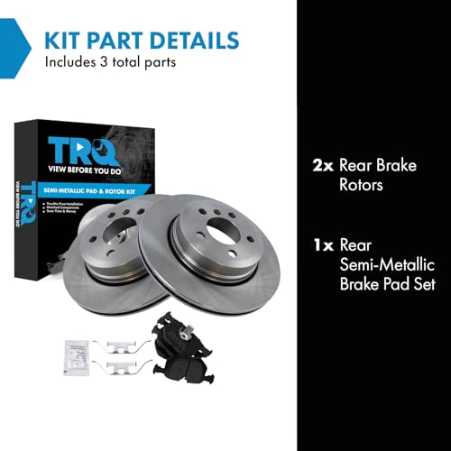 Image of TRQ Rear Brake Pad and Rotor Set Semi Metallic | For 2004-2010 BMW X3