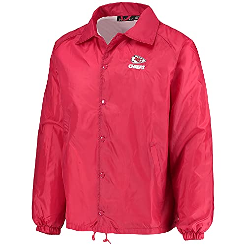 Men's Red Kansas City Chiefs Coaches Classic Raglan Full-Snap Windbreaker Jacket #TOP1