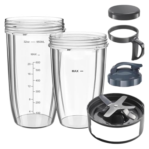 Genérico Juego de Vasos y Cuchillas licuadora Repuesto 32 oz/24 oz Anillo for Labios, for Accesorios 600w/Pro 900w
