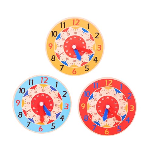 HEMOTON 3pcs Clock Toy for Boy Girl Cognitive Clock Teaching Aids for Early Educational Learning and Playtime Activities
