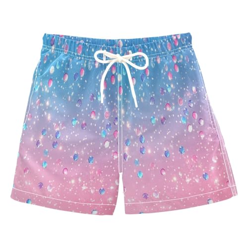 Boccsty Light Pink Blue Gradient Glitter Boys Swim Trunks Baby Kids Swimwear Summer Toddler Beach Board Shorts 2T