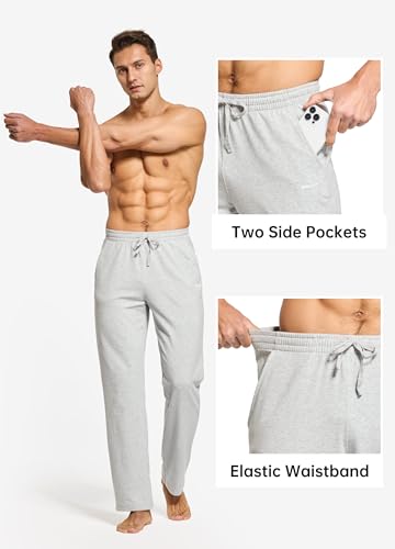 Calça de moletom masculina Willit de algodão com parte inferior aberta, perna reta, casual, ajuste s