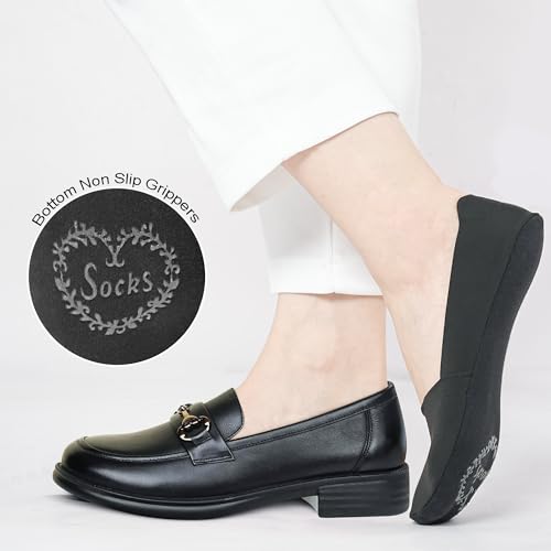 Image of floconssy No Show Socks Womens Nylon Non Slip Low Cut Invisible Liner Footies Thin Silk Socks for Flats Loafers 6 Pairs