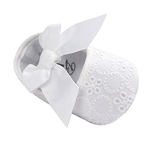 LACOFIA Baby Girls Christening Shoes Infant Crib Shoes Anti-Slip Soft Sole Prewalkers