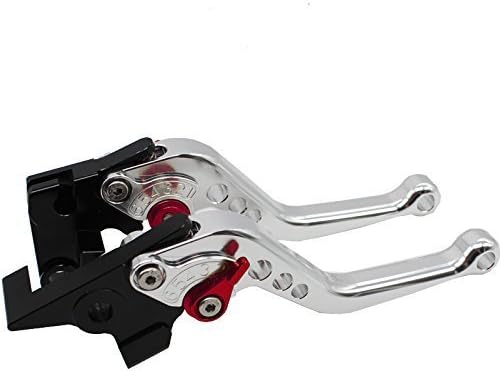 Miniatura 9 de FXCNC - Palancas de embrague de freno para carreras, ajustables, cortas y de aluminio, Palanca plateada con regulador negro.