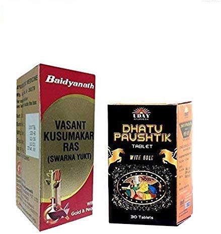 Baidyanath Basant Kusumakar Ras (With Gold) 100 Tablets With Dhatu Paustik 30 Tablets