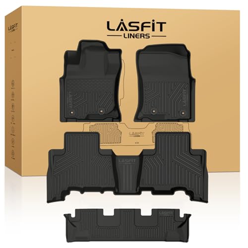Image of LASFIT Floor Mats for Toyota 4Runner 2013-2024 (Only for 7 Seats) All Weather Custom Fit Floor Liner for Toyota 4 Runner TPE Mats Front&Rear 3 Row Car Mats, Black