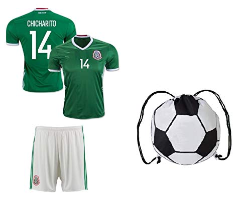 Mexico Youth Jersey Chicharito #14 Kids Home Jersey + Shorts + Chicharito #14