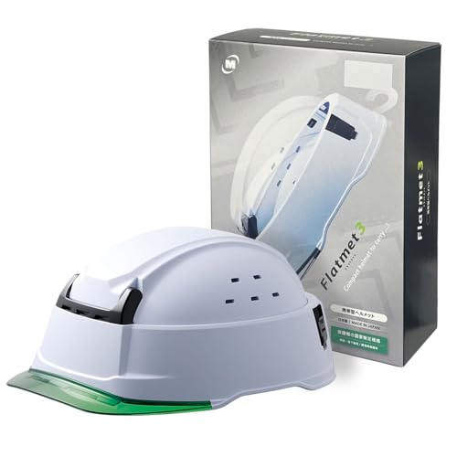 [ミドリ安全] フラットメット3 折りたたみ 携帯型 ヘルメット ABS製 SCT29B KP付 箱入 ホワイト/グリーン（Amazon）
