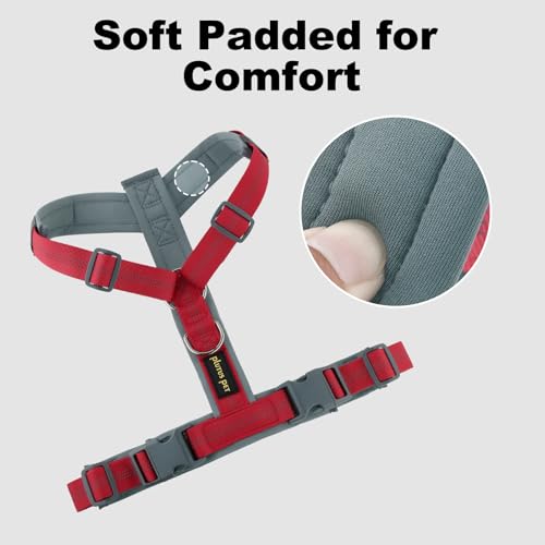 Plutus Pet No Pull Dog Harness, Adjustable Nylon Harness with Soft Padding, Reflective and Heavy Duty Dog Harness for Small, Medium, Large Dogs(Red, M) - Image 4