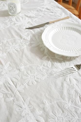 Nappe coton rectangulaire fleurs brodées pour vos repas conviviaux - 6