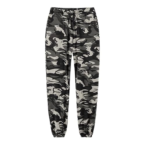 Pantalones de camuflaje para hombre, pantalones cargo informales para exteriores, pantalones de senderismo, cintura elástica, bolsillo con cordón, pantalones deportivos para invierno y otoño, Negro