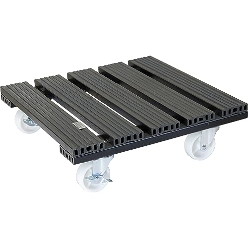 WAGNER Pflanzenroller WPC 38,5 x 38,5 x 11 cm I Blumenroller für Außenbereich + Innenbereich I Kübelroller aus FSC® Wood Plastic Composite, anthrazit I 2 Feststeller I Tragkraft 120 kg - 20054001