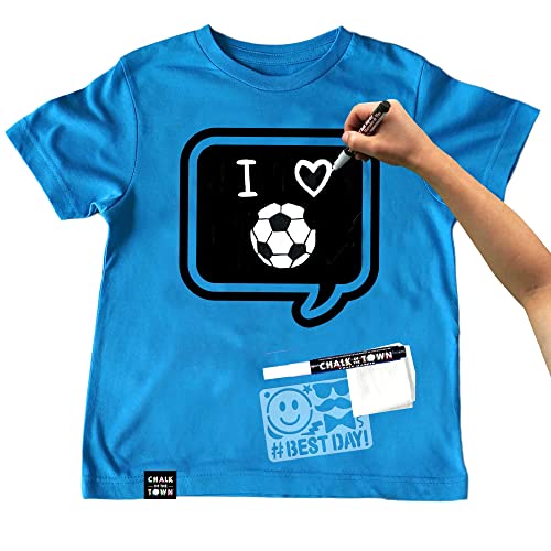 Blue Speech Bubble Chalkboard Short Sleeve T-Shirt Kit for Kids w...