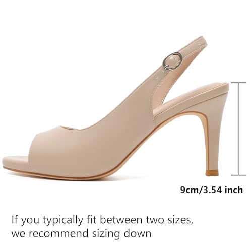 Image of RIBONGZ Peep Toe Heels for Women Open Toe Pumps 3.54 Inch Platform Stiletto Adjustable Slingback Platform Heels Comfortable Slip On Dress Shoes Wedding Party Evening Formal Work