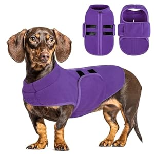 Queenmore Large Dog Sweaters, Soft Fleece Vest Pullover Dog Jacket with Leash Hole, Warm Winter Dog Clothes Cold Weather Doggy Dachshund Sweater for Large Dogs Cats Boy or Girl (Lavender, L)
