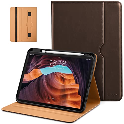 DTTO for iPad (A16) 11th Generation Case 11 Inch 2025, iPad 10th Generation Case 10.9 Inch 2022, Premium Leather Business Folio Stand Cover with Pencil Holder - Auto Wake/Sleep, Dark Brown
