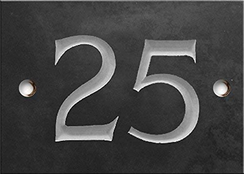 Engraved Slate House Number Sign - 1 to 99 (Select Your Number here) - Number 25 (Same Day Dispatch by 1st Class Post!!!) โ image 1