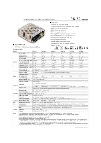 Alimentation à découpage RS-50-5 pour régulateur de tension CC 50W