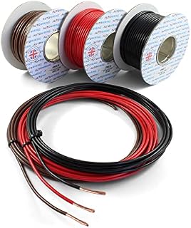 Autowiring 50 AMP Rated 6mm² Single Core Stranded Copper Cable 12v 24v Thin Wall Wire (10M 20M 30M 100M) (Black, 5 Metre Coil)