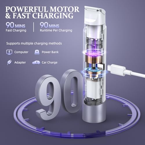 Image of Bikini Trimmer for Women, Dual Head Face Shaver Body Hair Trimmmer, IPX7 Waterproof Womens Electric Razor for Legs, Light Purple