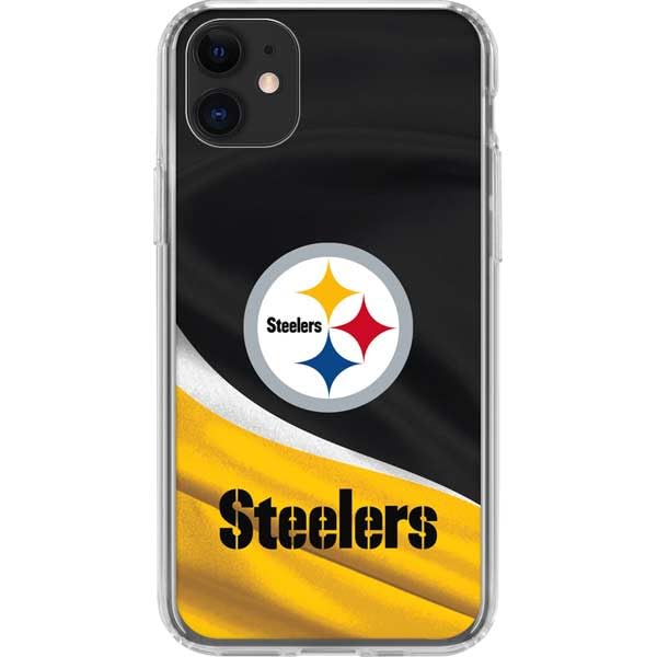 Skinit Clear Phone Case Compatible with iPhone 11 - Officially Licensed NFL Pittsburgh Steelers Design