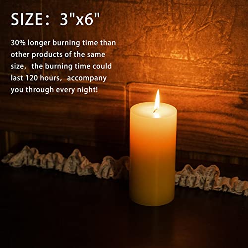 Mozeal 3" X 4" Hand-Poured Unscented Candle,Dripless Pillar Candle Set Of 3,Long Clean Burning,Approx 72 Hours Burn Time,Rustic Country Style,Wedding,Dinner,Christmas And Home Decor,Yellow #TOP2