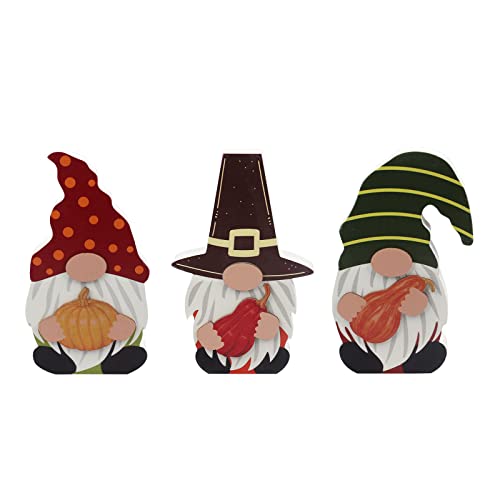 DECSPAS Fall Decorations for Home, 3 Pcs Large Size Fall Gnome Block Set with Pumpkin for Fall Decor, Decorative Wood Sign for Mantle, Tiered Tray, Table, Thanksgiving Decorations