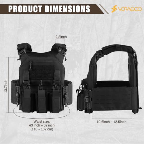 Image of VOTAGOO Gear Tactical Vest, Quick Release Lightweight Airsoft Vest, Adjustable Weighted Vest for Outdoor Hunting Training
