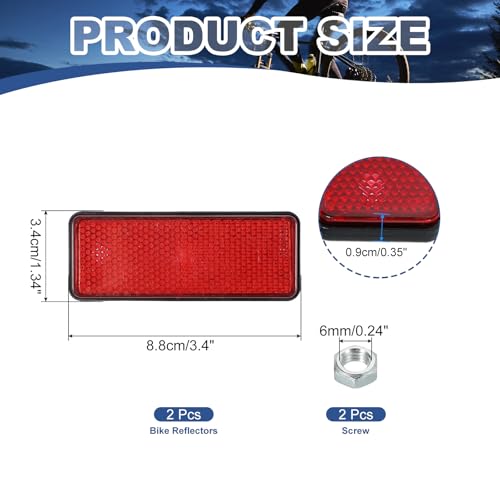 Image of PATIKIL Rectangle Rear Reflectors, 2 Pcs Safety Reflective Warning Reflector Plastic Universal Motorcycle Reflector with M5 Screw Mount for Car Motorcycle Trailer Bike Bicycles, Red