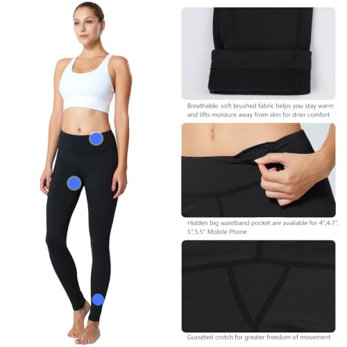 Image of baleaf Women's Fleece Lined Leggings, High Waisted | Thermal Warm Winter Tights, Thick Yoga Pants, Cold Weather, with Pockets