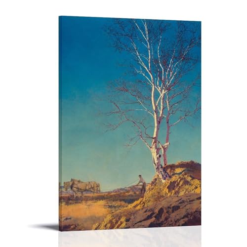 Toile bouleau blanc Maxfield Parrish haut de gamme | Cadre déco américaine de prestige 12x18"