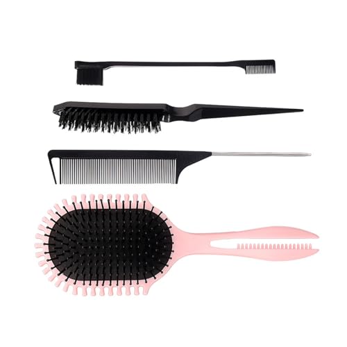Juego de cepillo para el pelo con peine de peinado para mujeres y hombres, cepillos para desenredar, peinar la cola con bordes y cerdas