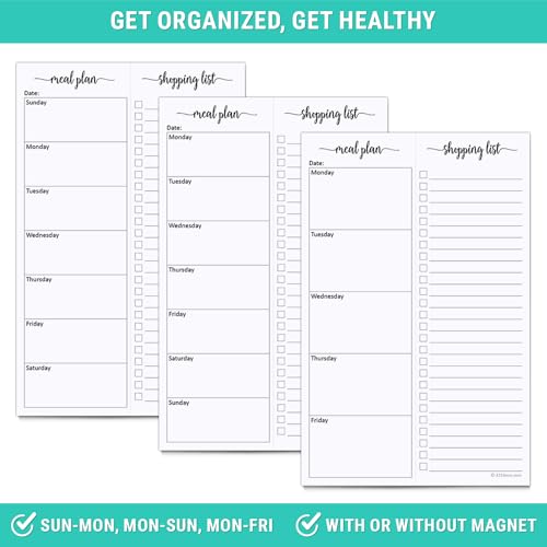 321done magnetic meal planning pad 55x85 meal plan grocery list combo made in usa weekly menu plan with tear-off shopping list magnet to stick to fridge 50 perforated pages sunday start