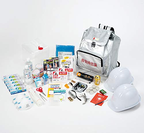角利産業【防災29種類】2人用 ヘルメット 簡易トイレ 折りたたみポリタンク 14徳ナイフ 救急セット 日本防炎協会認定品バッグ
