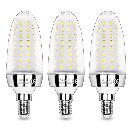 SAUGLAE Bombillas LED de 15W, Bombillas Incandescentes Equivalente de 120W, Blanco Frío de 6000K, 1700 lm, Bombillas de Pequeño Tornillo Edison E14, 3 Piezas