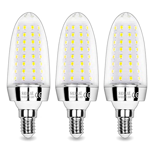 SAUGLAE Ampoules LED 15W, Équivalent 120W Ampoule Incandescente, 6000K Blanc Froid, 1700 Lm, Ampoules à E14 Petite Vis Edison, 3 Pièces