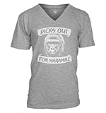 Dicks Out for Harambe - Gorilla RIP Meme Unisex V-Neck T-Shirt (Light Gray, X-Large)