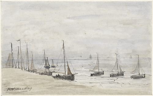 Poster Peinture Abstraite Mesdag Visserspinken op het Strand 60x90cm Deco Chambre
