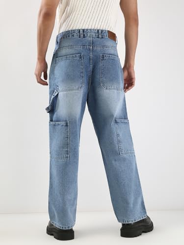 Image of Urbano Fashion Men's Loose Baggy Fit Cargo Carpenter Jeans with 6 Pockets Non-Stretchable