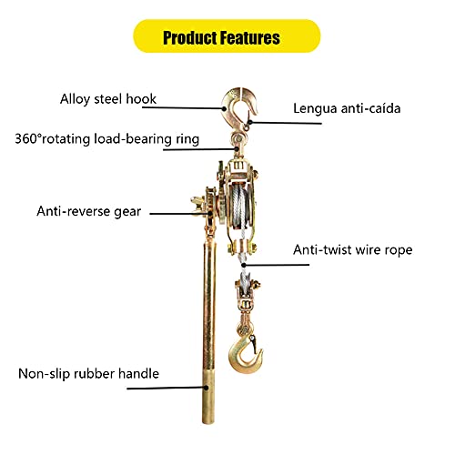 Manual Winch Power Puller Dual Gear con Gancho 2t/3t/4t miniatura 3
