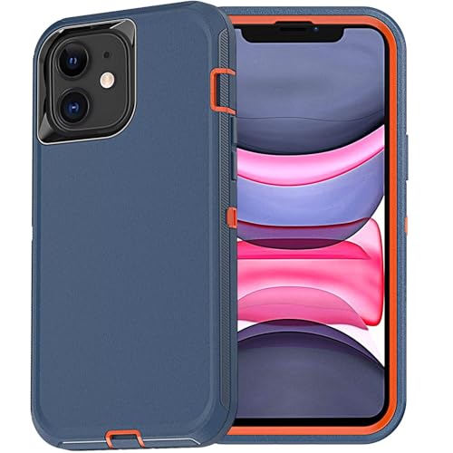 YmhxcY for iPhone 11 Case 6.1 Inch Shockproof Dropproof Dust-Proof Drop Proof 3-Layer Durable Phone Case Heavy Duty Protection Phone Case Cover for Apple iPhone 11-Blue/Orange