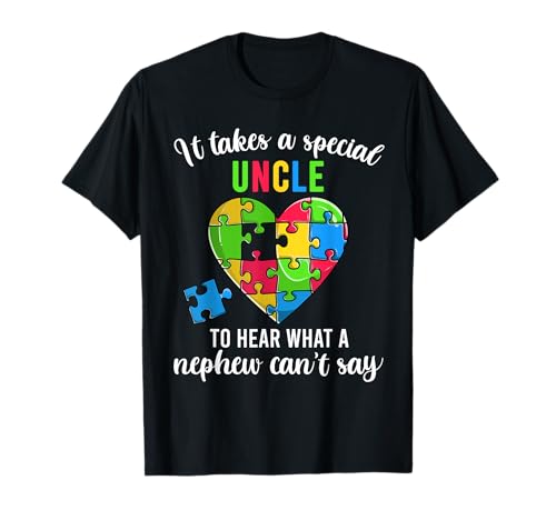 Tío Autismo Concientización Familia Apoyo Camisa Divertido Corazón Puzzle Camiseta