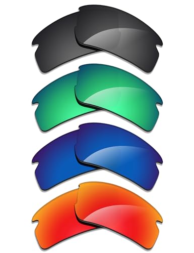 Image of Alphax 4 Pair Polarized Replacement Lenses for Oakley Flak 2.0 OO9295 59mm Sunglasses- Black+Green+Red+Deep Water