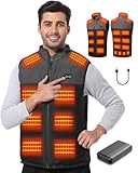 Chaleco Calefactable Hombre, 20000mAh Chaleco Calefactable con Batería Externa y 21 Zonas de Calor, Chaqueta Calefactable Hombre con 3 Niveles Ajustables para Esquí, Senderismo y Uso al Aire Libre(XL)