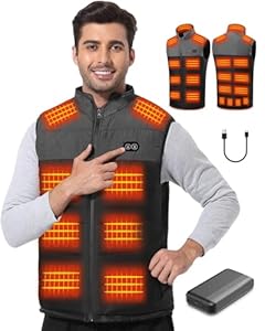 Veste Chauffante Homme, Gilet Chauffant Homme avec 21 Zones de Chaleur, Doudoune Chauffante Femme avec Batterie 20000mAh, 3 Niveaux, Veste Chauffante Électrique pour Ski, Moto et Plein Air (XL)