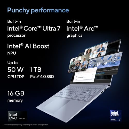 Image of ASUS Vivobook S 16 OLED (2024), Intel Core Ultra 7 155H, Built-in AI, 16 inch 3.2K (40.64cm), 3200 x 2000 120Hz, (16GB /1TB SSD /Win 11 /Intel Arc Graphics /MS Office 2021 /Mist Blue /1.50Kg), S5606MA-MX751WS