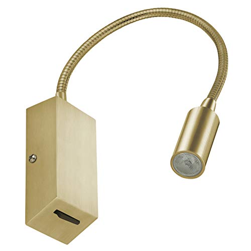 EXO Lighting - Applique murale lecteur LED SMD 3W LEIDEN or mat. Applique murale idéale pour les têtes de lit et les zones de lecture Cover